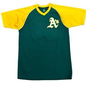 Oakland A’s MLB Yellow & Green Jersey with #35 English Adult Medium
